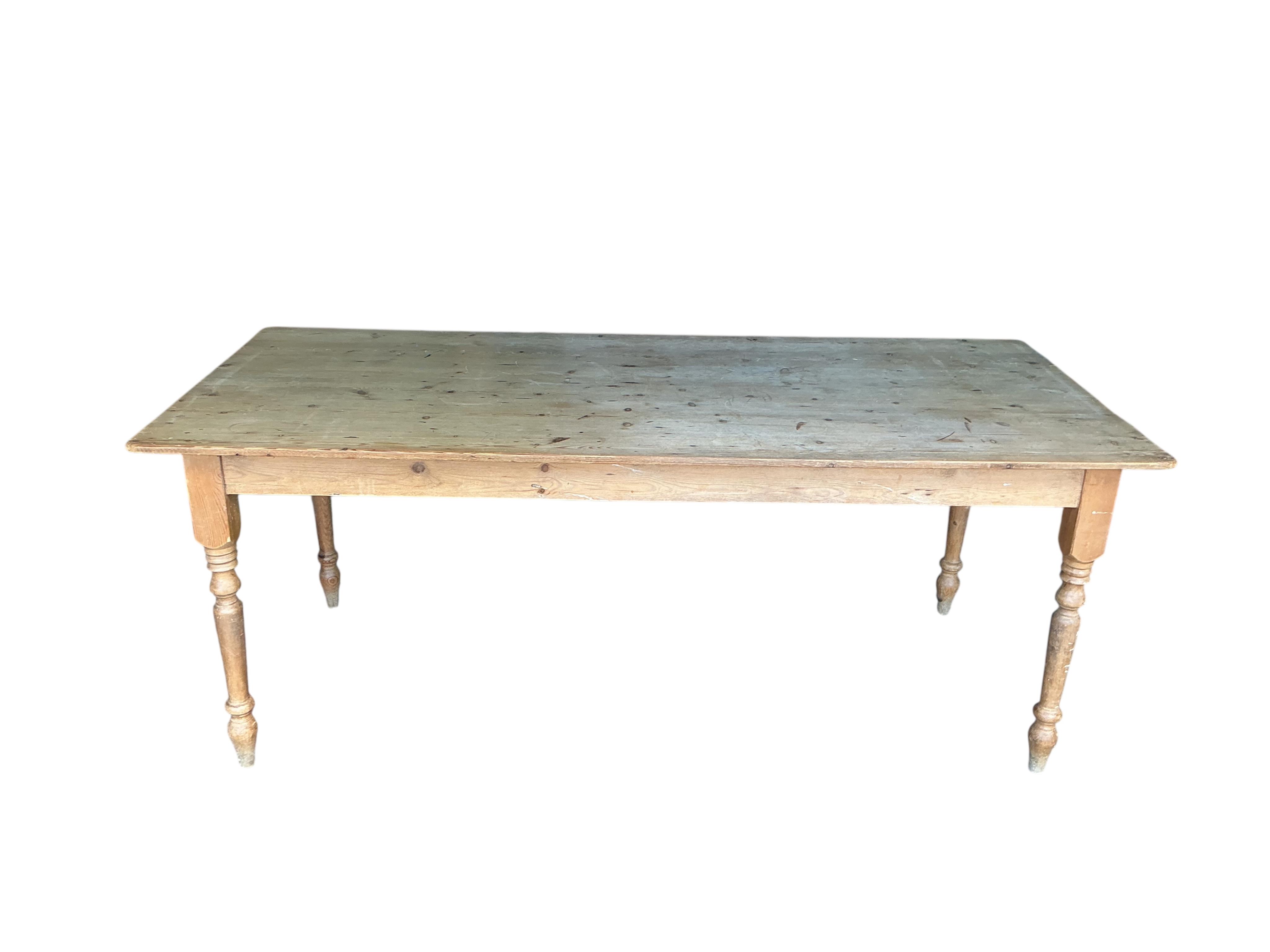 A Victorian style rectangular pine kitchen table, width 190cm, depth 82cm, height 75cm